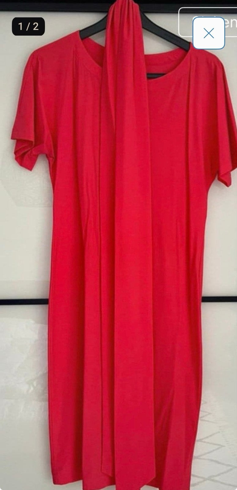 LaDress Aretha Jurk S of M rood of navy met sash, travelstof, Maat 38/40 (M), Ophalen of Verzenden, Knielengte, Gedragen