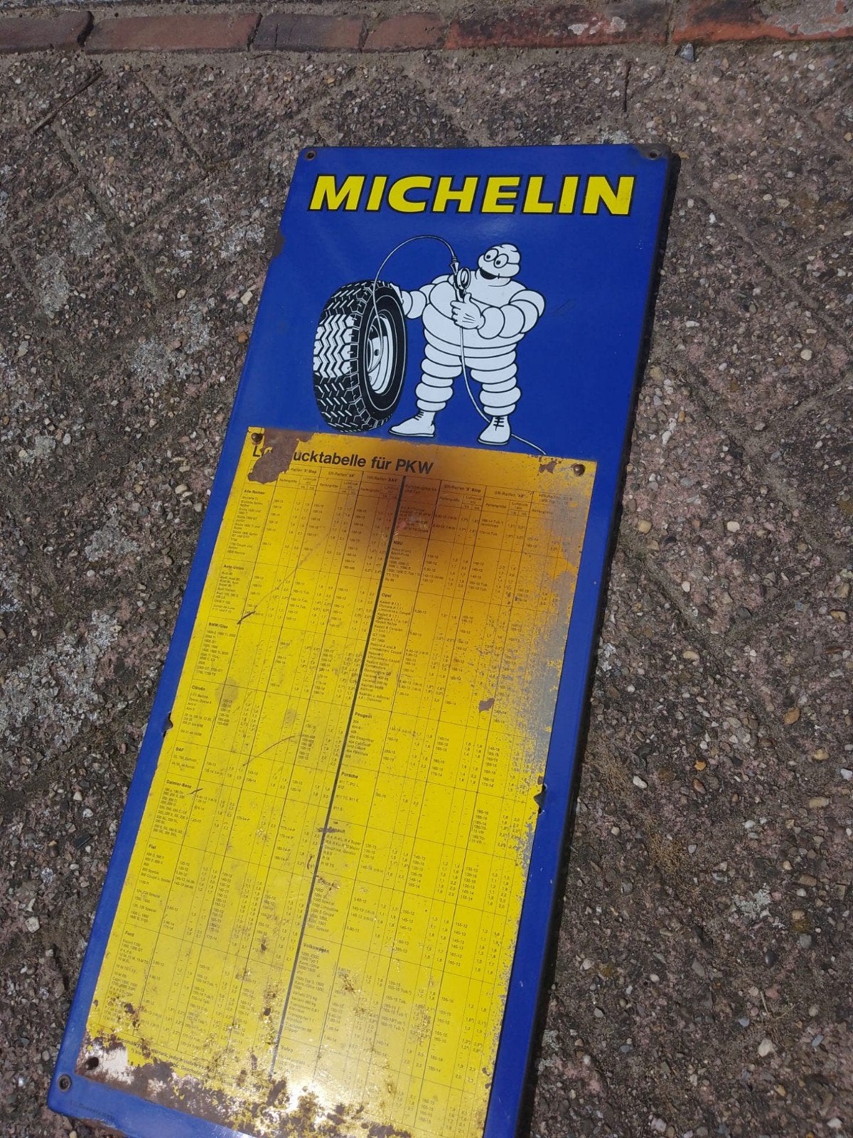 Emaillen reclamebord Michelin 1969, Ophalen of Verzenden, Gebruikt, Reclamebord
