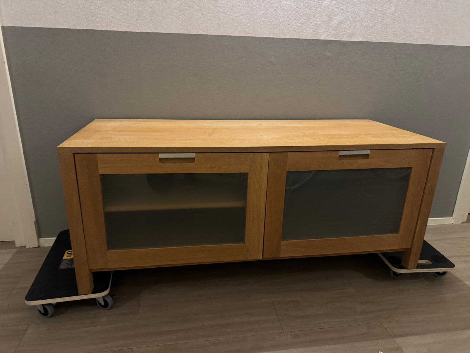TV meubel licht eiken in olie melkglas, Ophalen, 25 tot 50 cm, Minder dan 100 cm