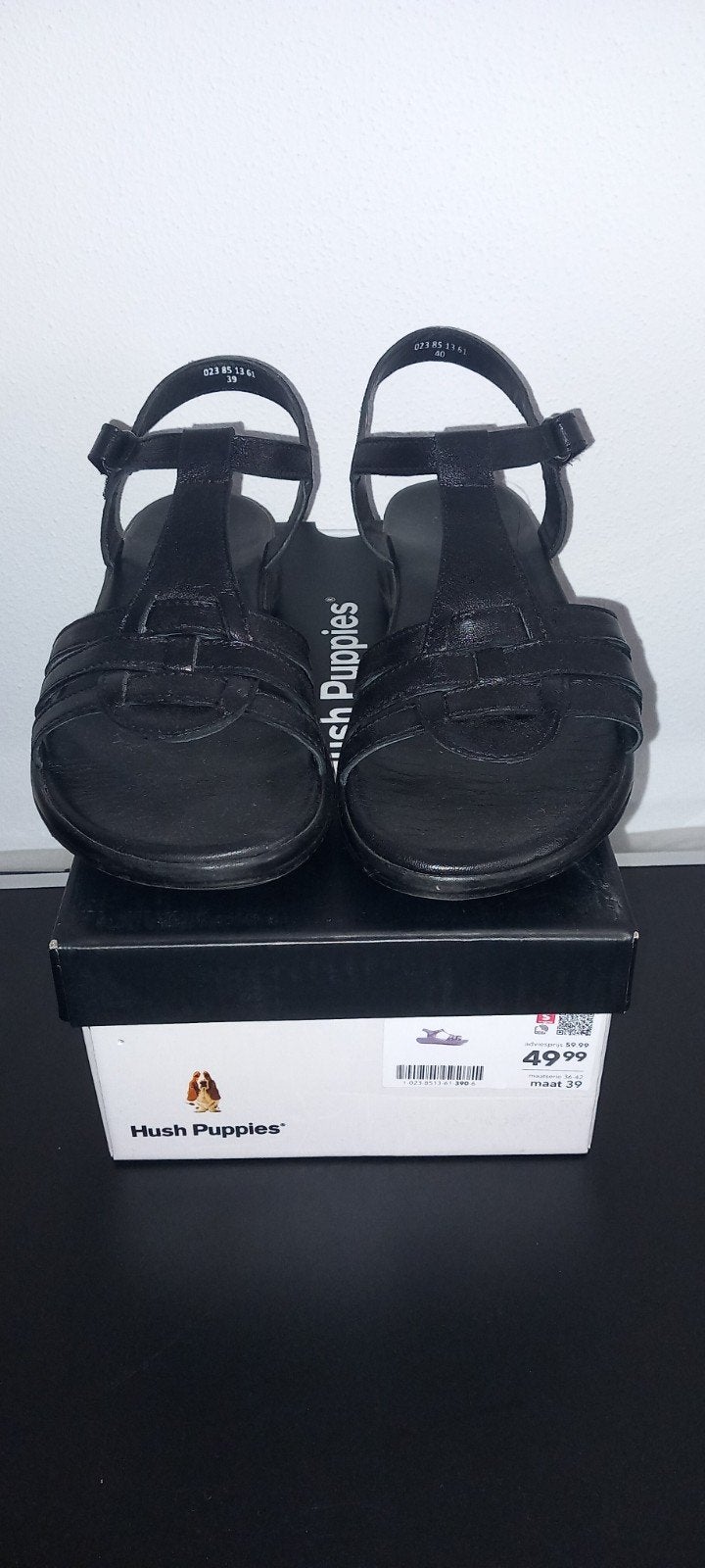 Zwarte Hush Puppies sandalen maaa 39 - Slechts 5 minuten ged, Ophalen, Zwart, Sandalen of Muiltjes, Zo goed als nieuw