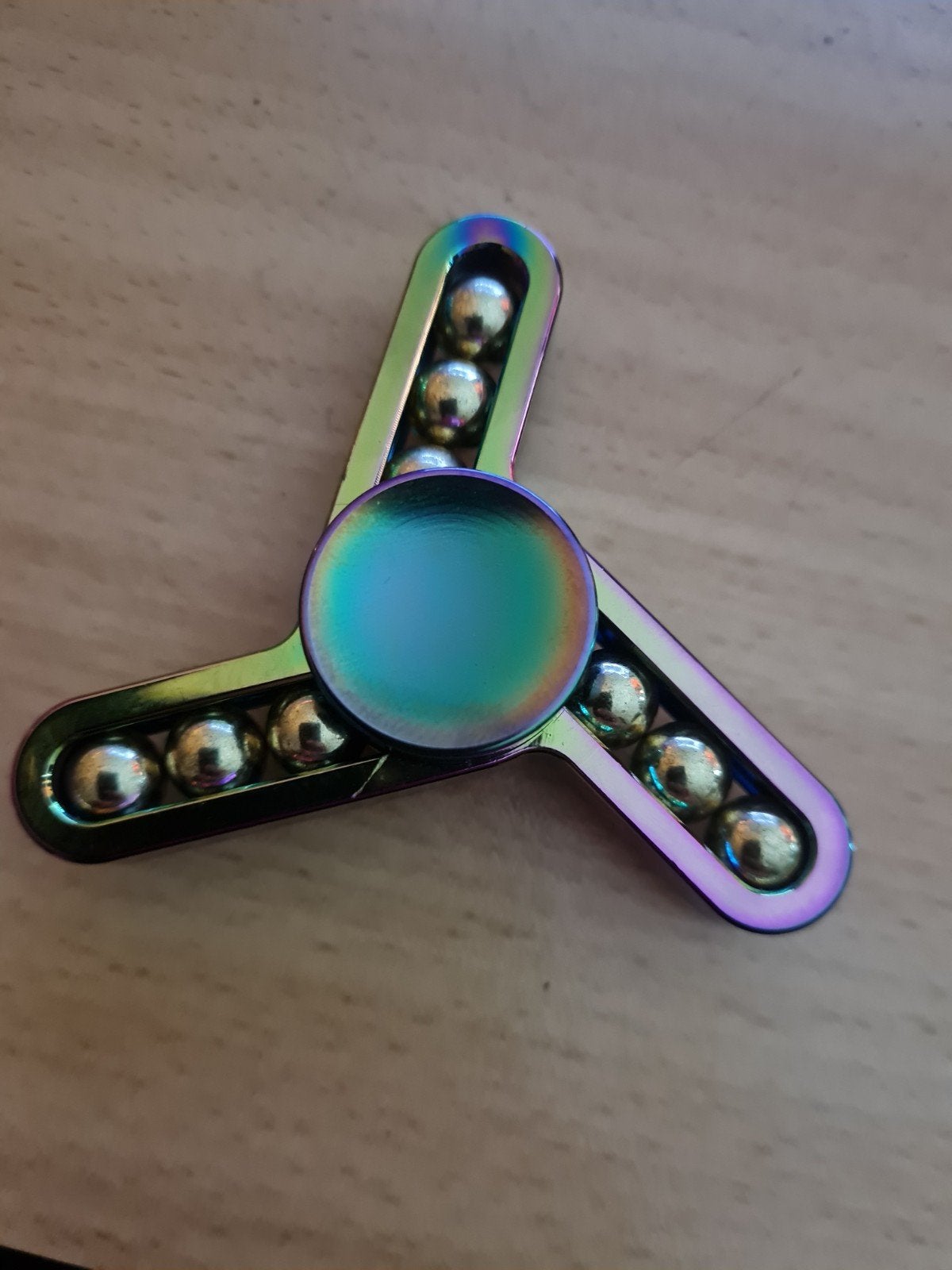 Regenboog Fidget Spinner met metalen balletjes, Kinderen en Baby's, Ophalen of Verzenden, Zo goed als nieuw, Jongen of Meisje