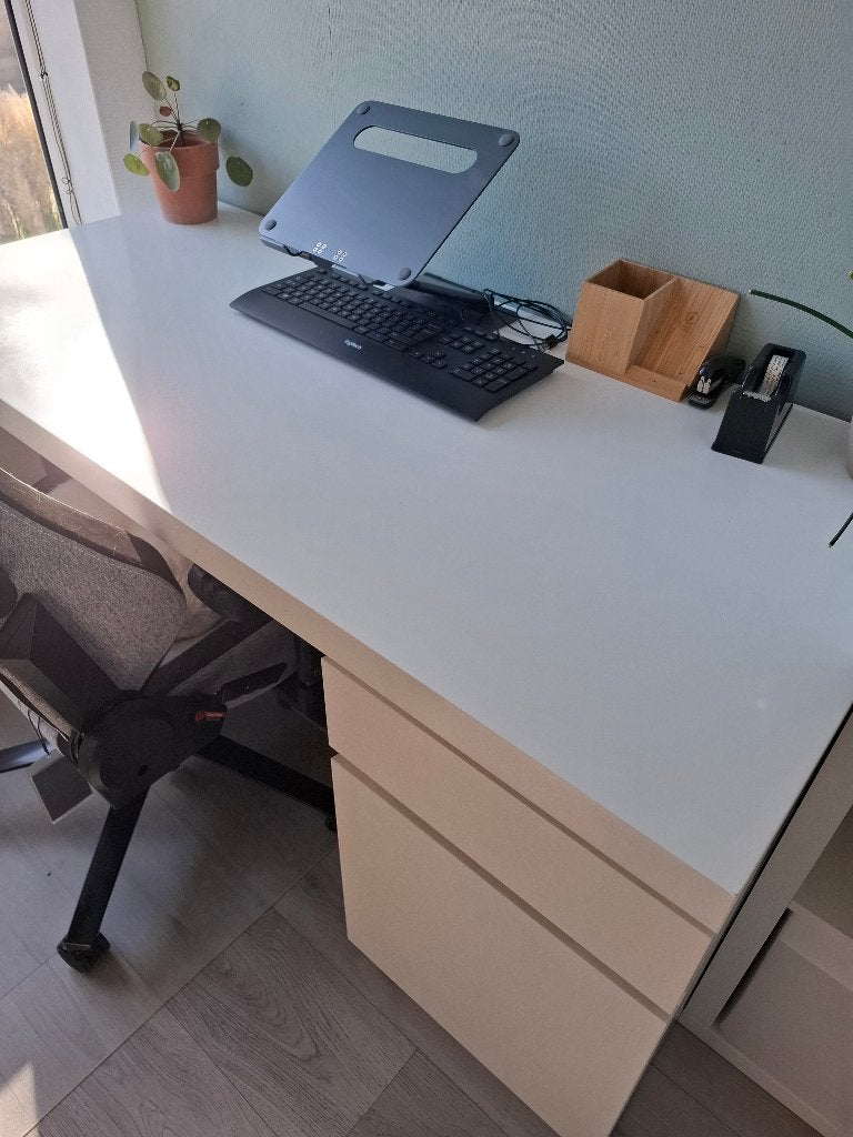 Wit bureau met lades - Ideaal voor thuiswerkplek, Ophalen, Gebruikt, Spaanplaat of MDF, IKEA