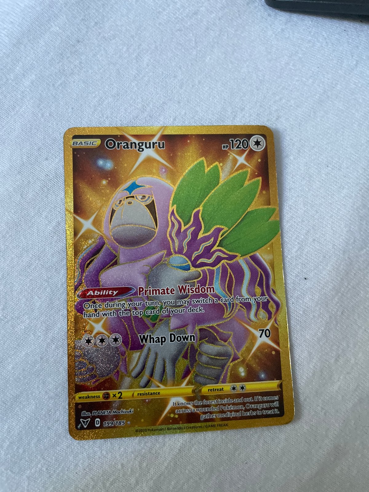 Oranguru VMAX Pokémon Kaart - Gouden Foil, Ophalen of Verzenden, Zo goed als nieuw, Losse kaart, Foil