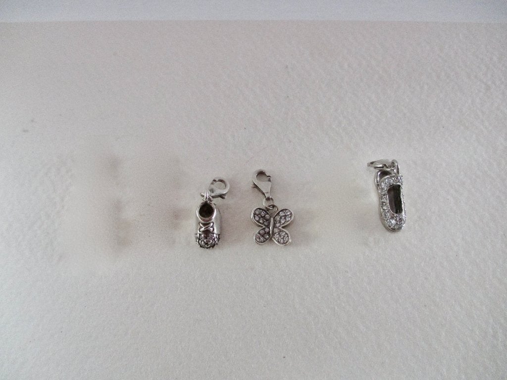 Zilveren bedels BABYSCHOENTJE, VLINDER of DAMES SCHOEN 925, Overige merken, Verzenden, Zo goed als nieuw, 2 of 3 bedels