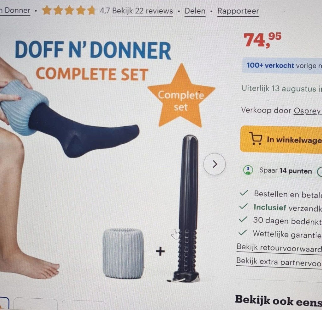 aantrekhulp steunkousen en compressiekousen, Ophalen, Zo goed als nieuw