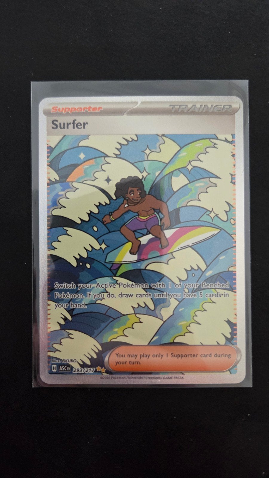 Pokémon TCG Surfer Trainer Kaart 293/217, Ophalen of Verzenden, Zo goed als nieuw, Losse kaart