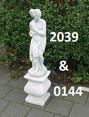 Vrouw met zuil. ( 2039 & 0144), Tuin en Terras, Tuinbeelden, Ophalen, Nieuw, Beton, Mensenbeeld