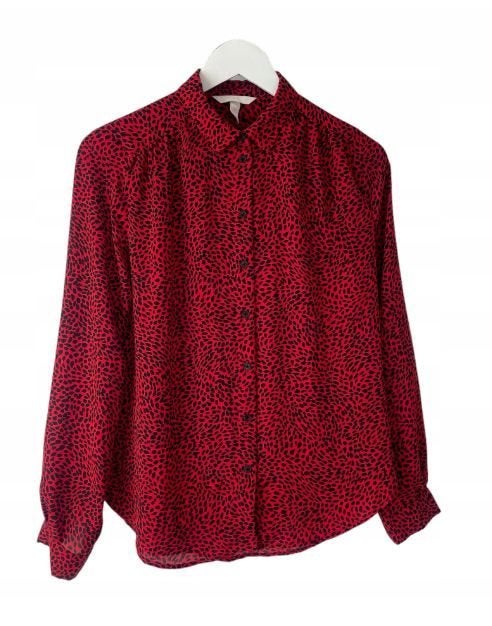 H&M rode blouse met zwarte panterprint - maat S, Kleding | Dames, H&M, Verzenden, Zo goed als nieuw, Maat 36 (S)