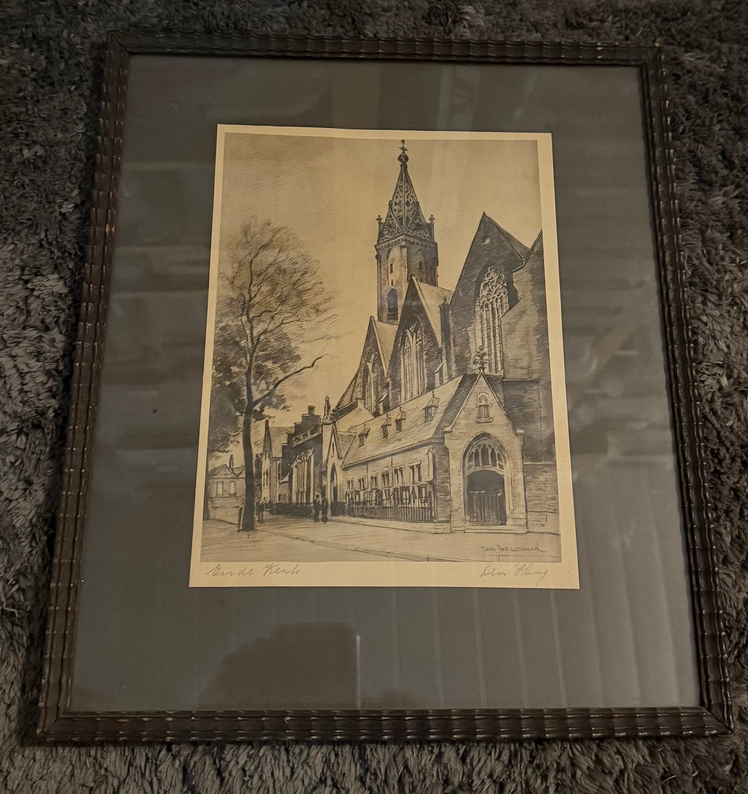 Gravure Oude Kerk Den Haag, Ophalen of Verzenden