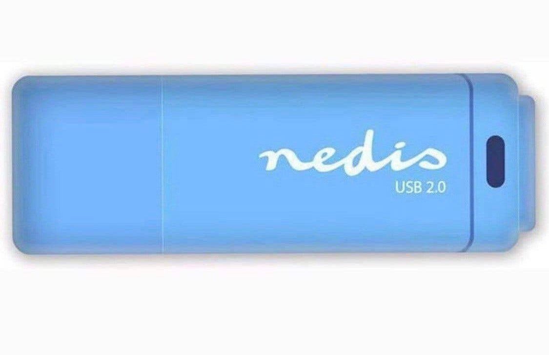 Nedis USB 2.0 Flash Drive /Usb stick 16GB Blauw, Computers en Software, USB Sticks, Ophalen of Verzenden, Nieuw, 16 GB