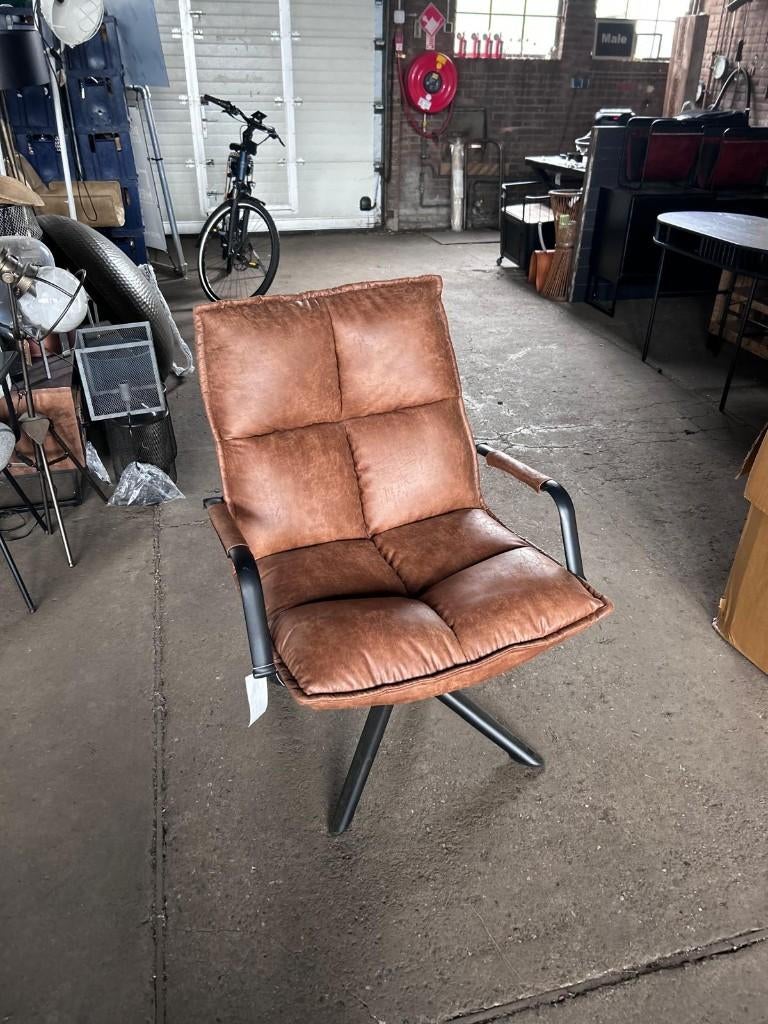 fauteuil / relaxstoel cognac outlet korting, Ophalen, Nieuw, 75 tot 100 cm, Leer