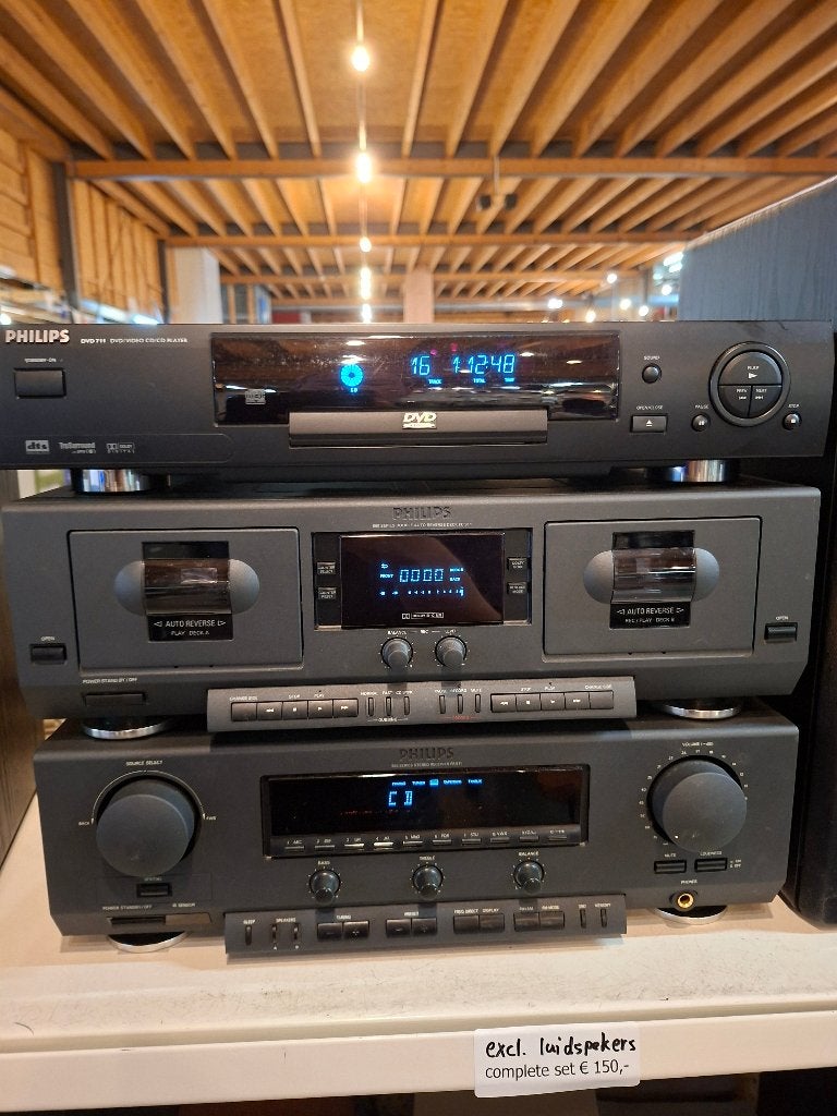 Philips Hifi Set: DVD, Dubbel Cassette en Versterker, Ophalen, Gebruikt, Audio