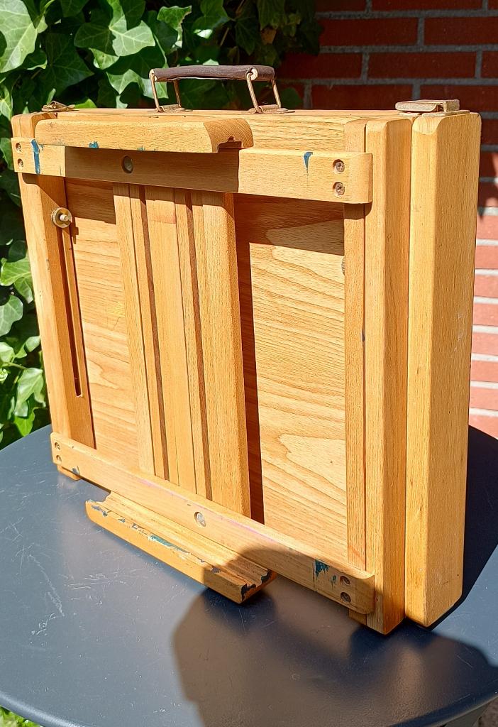 Sterk/ duurzaam houten draagbare tafelezel, met lade, Hobby en Vrije tijd, Schilderen, Ophalen, Gebruikt, Ezel