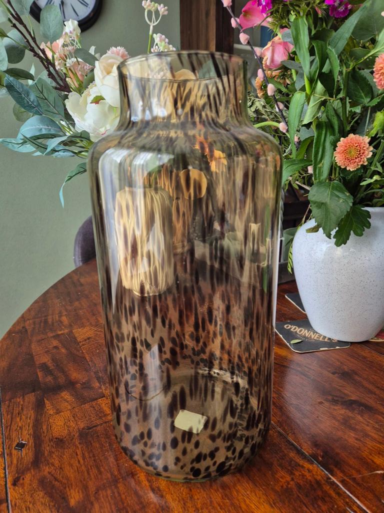 Luipaard print - Glazen vaas, Ophalen, Gebruikt, Overige kleuren, Glas