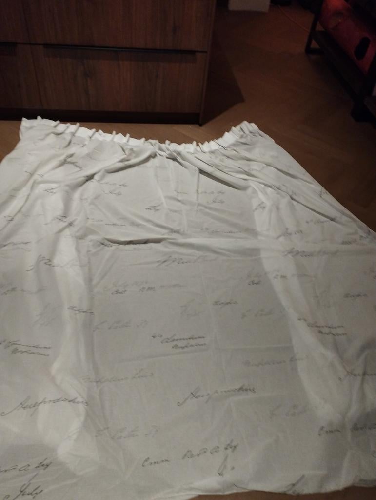 Witte vitrage met verzwaringslood - set van 2 (182x230), Ophalen, Gebruikt, 200 cm of meer, Wit