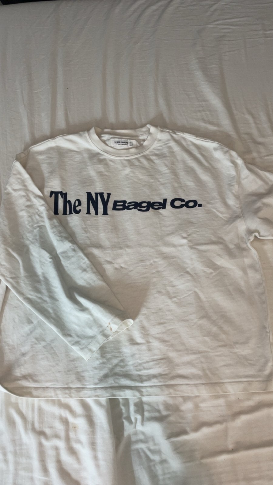 Pull&Bear The NY Bagel Co. shirt lange mouw, Wit, Ophalen of Verzenden, Zo goed als nieuw, Lange mouw