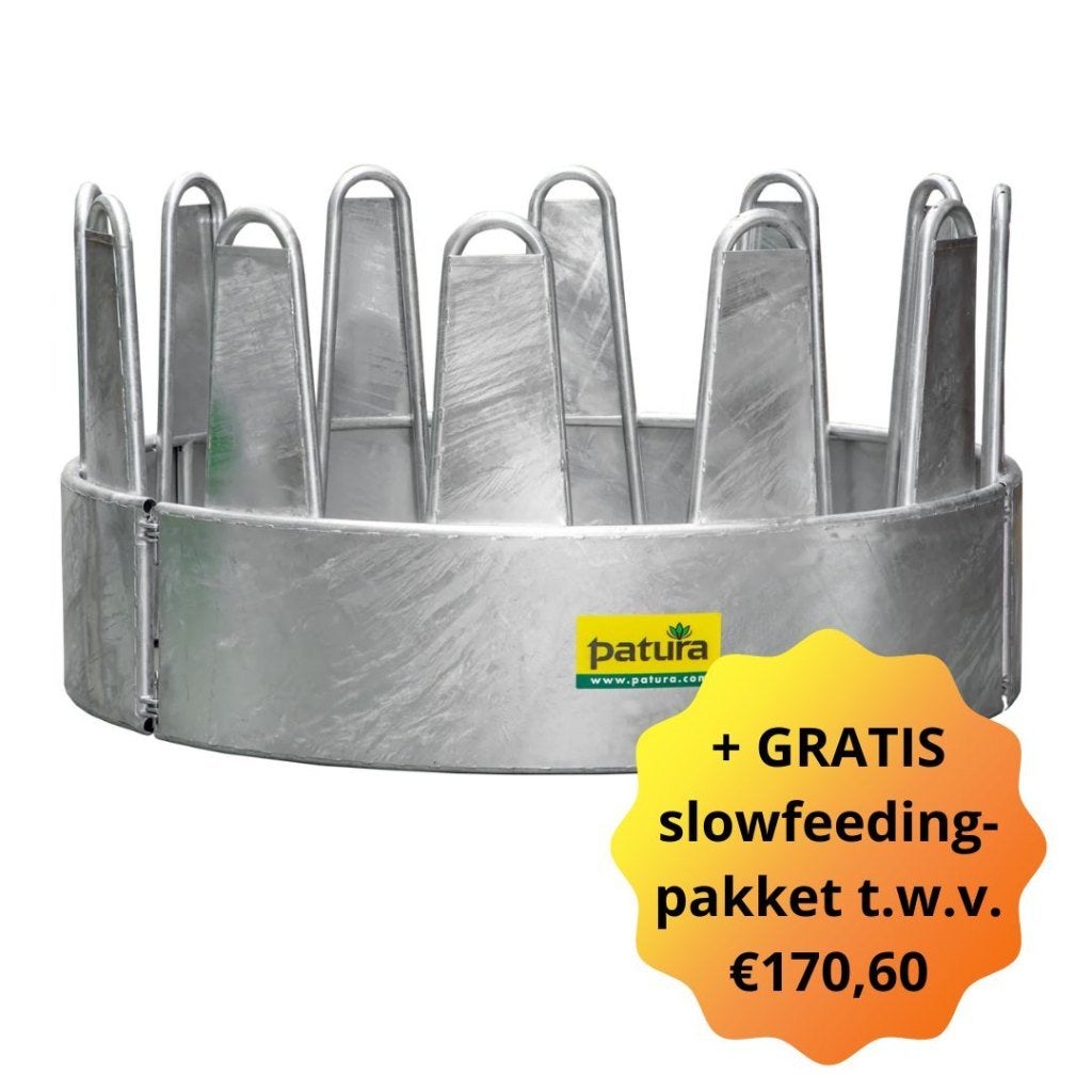 Ronde ruif met slowfeedernet voor paarden | 12 voerplaatsen