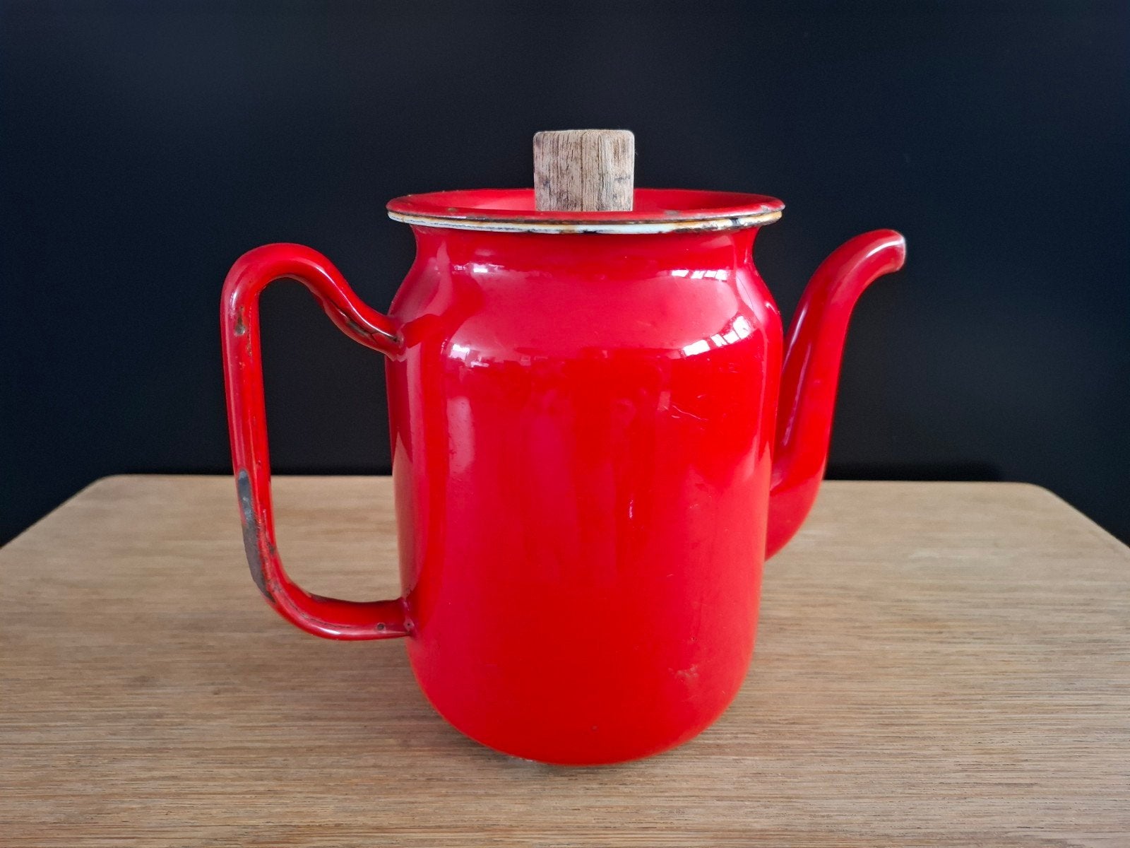 Rode emaille koffiepot (vintage), Ophalen of Verzenden