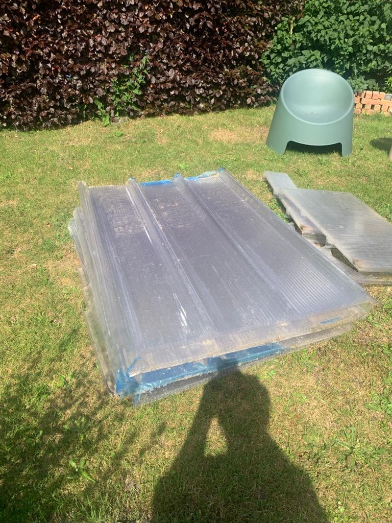 Gratis Polycarbonaat platen (4 stuks) - ideaal voor afdakje, Doe-het-zelf en Verbouw, Platen en Panelen, Ophalen, Gebruikt, Overige materialen