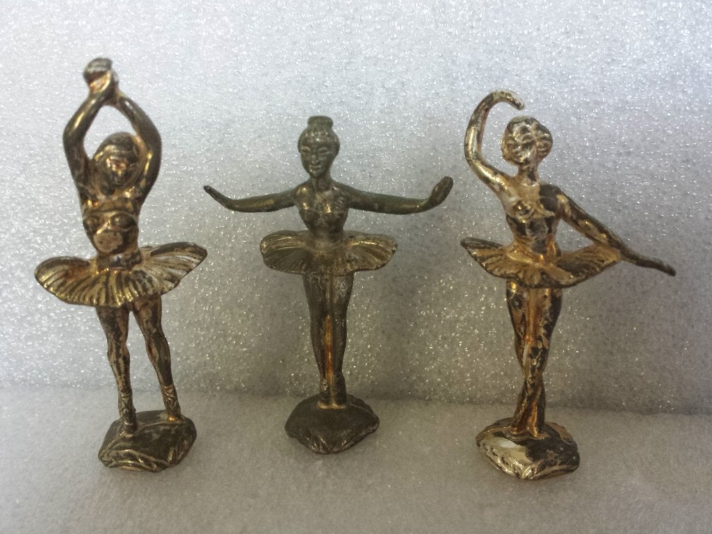 SET Metalen BEELDJES ~ 3 BALLERINA’S ~ Letterbak Figuurtjes, Ophalen of Verzenden, Gebruikt, Mens