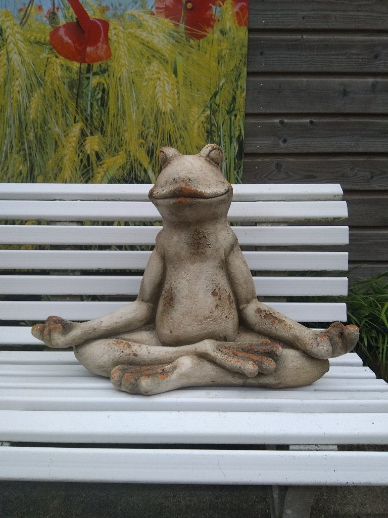 Groot beeld yoga kikker - helemaal zen....., Ophalen, Dierenbeeld, Kwastje-over-Kastje, Nieuw