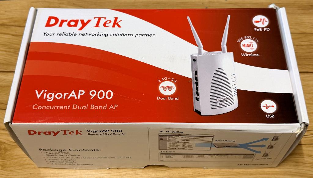 Draytek Vigor AP 900 2.4 & 5GHz accesspoint, Computers en Software, Accesspoints, Ophalen, Zo goed als nieuw, Draytek