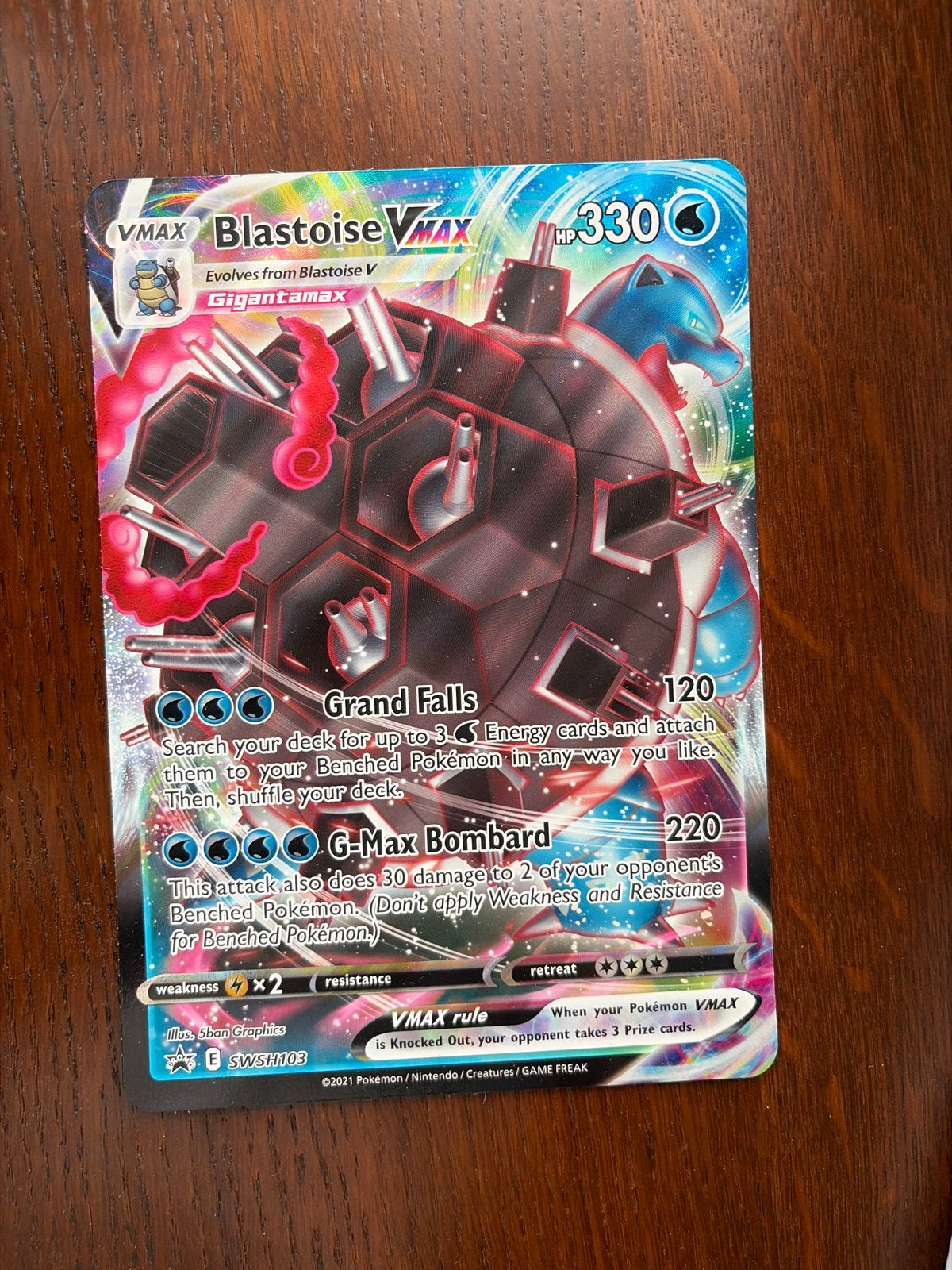 Pokémon TCG: Jumbo Blastoise VMAX SWSH103 Gigantamax Kaart, Ophalen of Verzenden, Zo goed als nieuw, Losse kaart