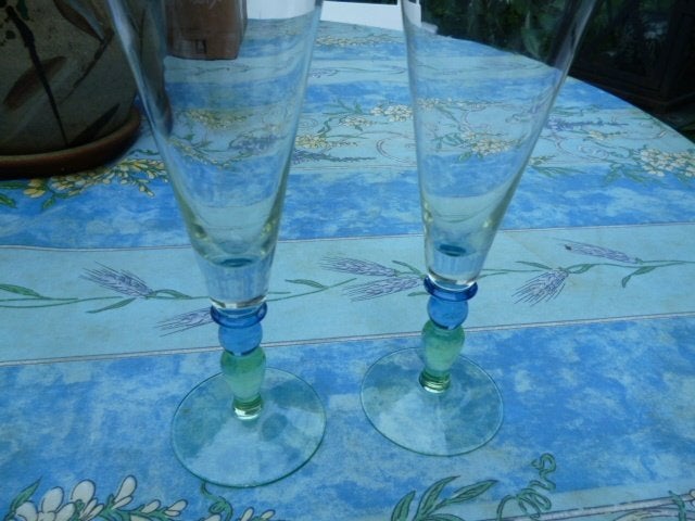 2 hele hoge  champagne flutes! Ø8 x 23 cm!!, Antiek en Kunst, Ophalen of Verzenden