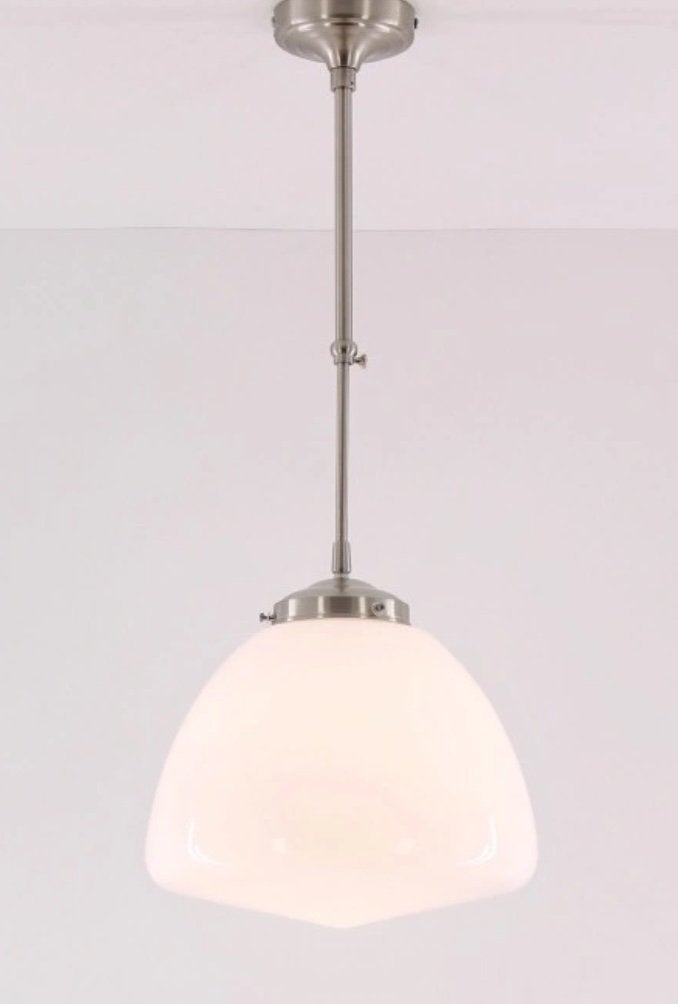 Art deco hanglamp melkglas, Ophalen, Art deco, E27 (groot), Zo goed als nieuw