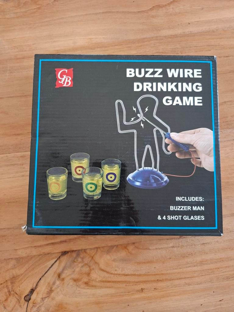 Buzz Wire Drinking Game met 4 shotglaasjes, Vijf spelers of meer, Ophalen of Verzenden, Nieuw, GB