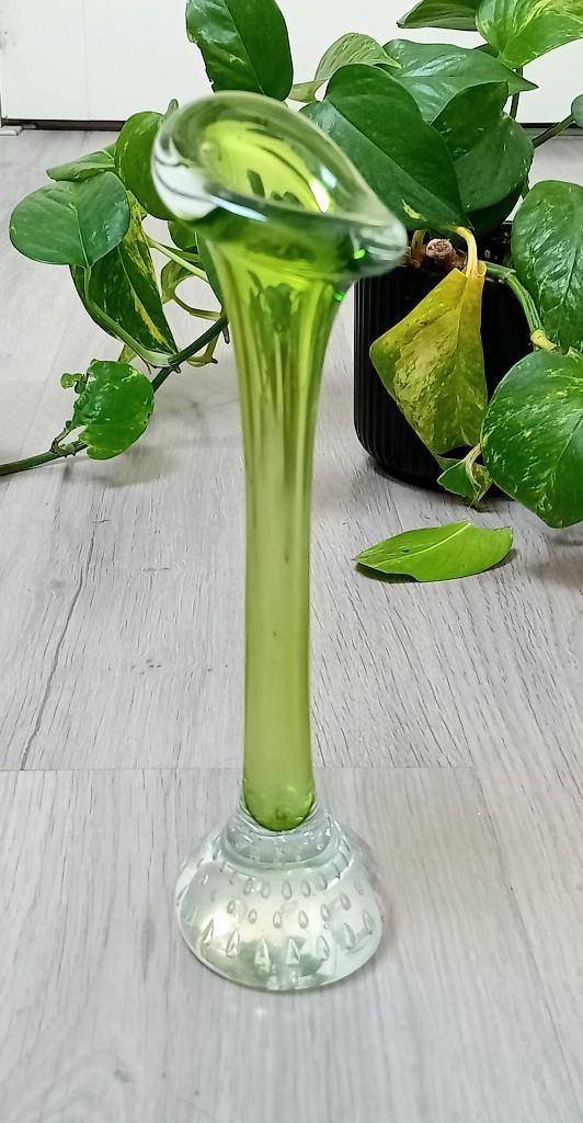 vintage groene aseda zweedse glasbruk vaas, Ophalen of Verzenden