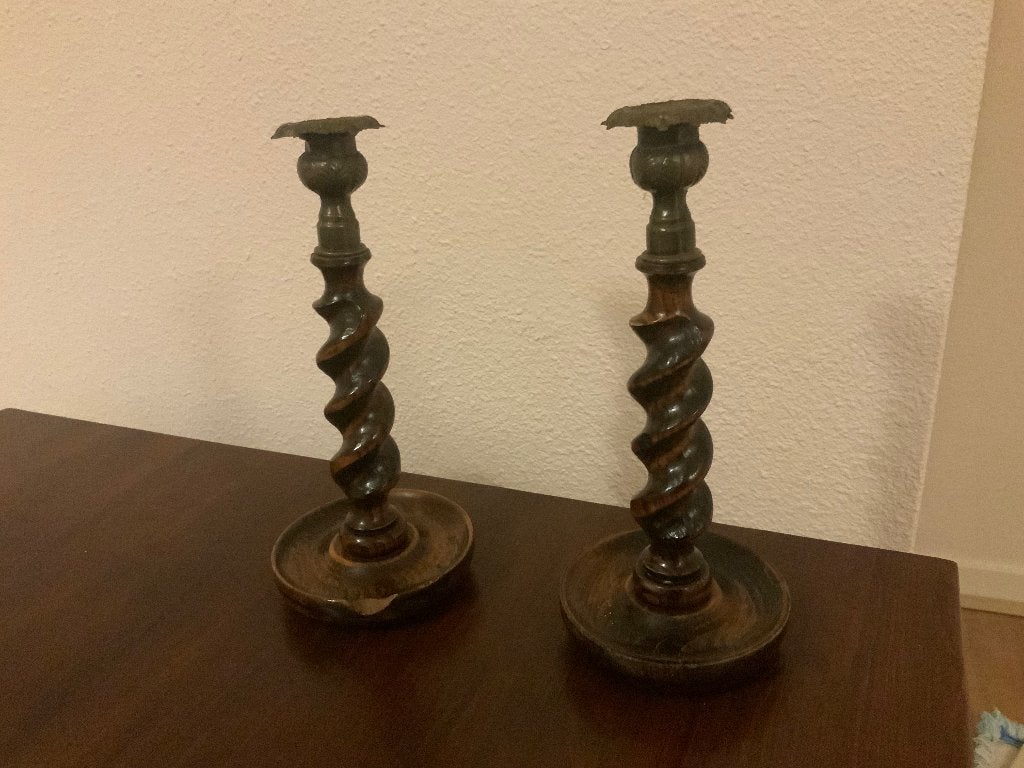 2 antieke kandelaars, Ophalen, Koper of Brons