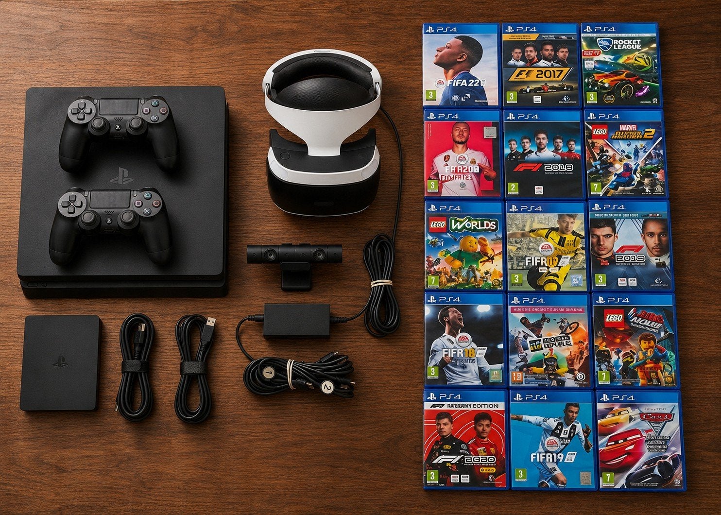 PS4 Slim 1TB FW 11.50 + VR Set + 15 Games, Ophalen of Verzenden, Zo goed als nieuw, Met 1 controller, Slim