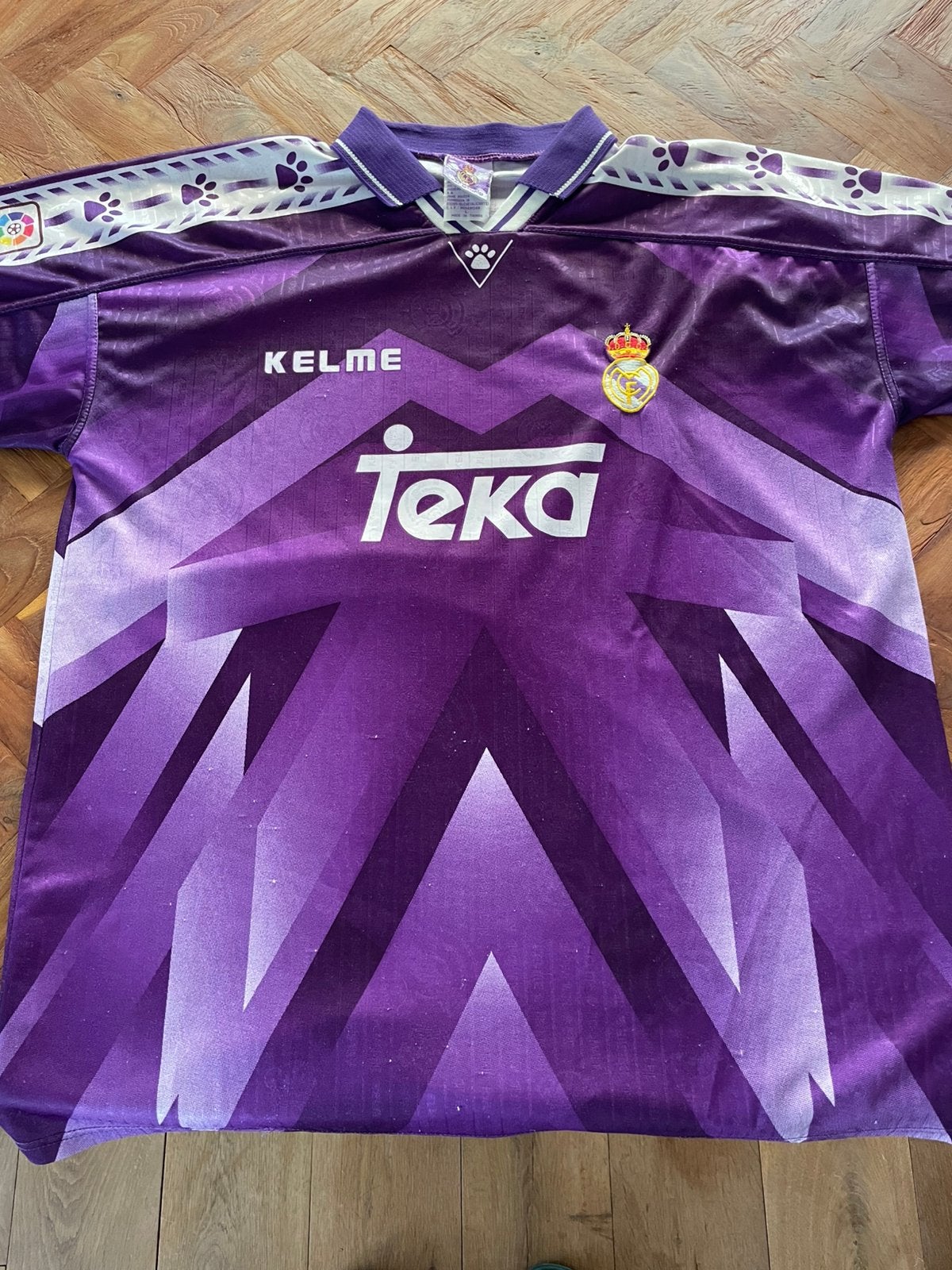Vintage Real Madrid uitshirt 1996-1997 – Kelme (Maat L), Maat L, Ophalen of Verzenden, Zo goed als nieuw, Shirt