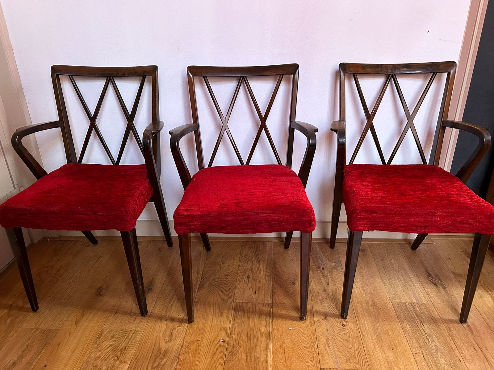 Drie Abraham A. Patijn poly z stoelen, Ophalen, Zo goed als nieuw, Bruin, Drie