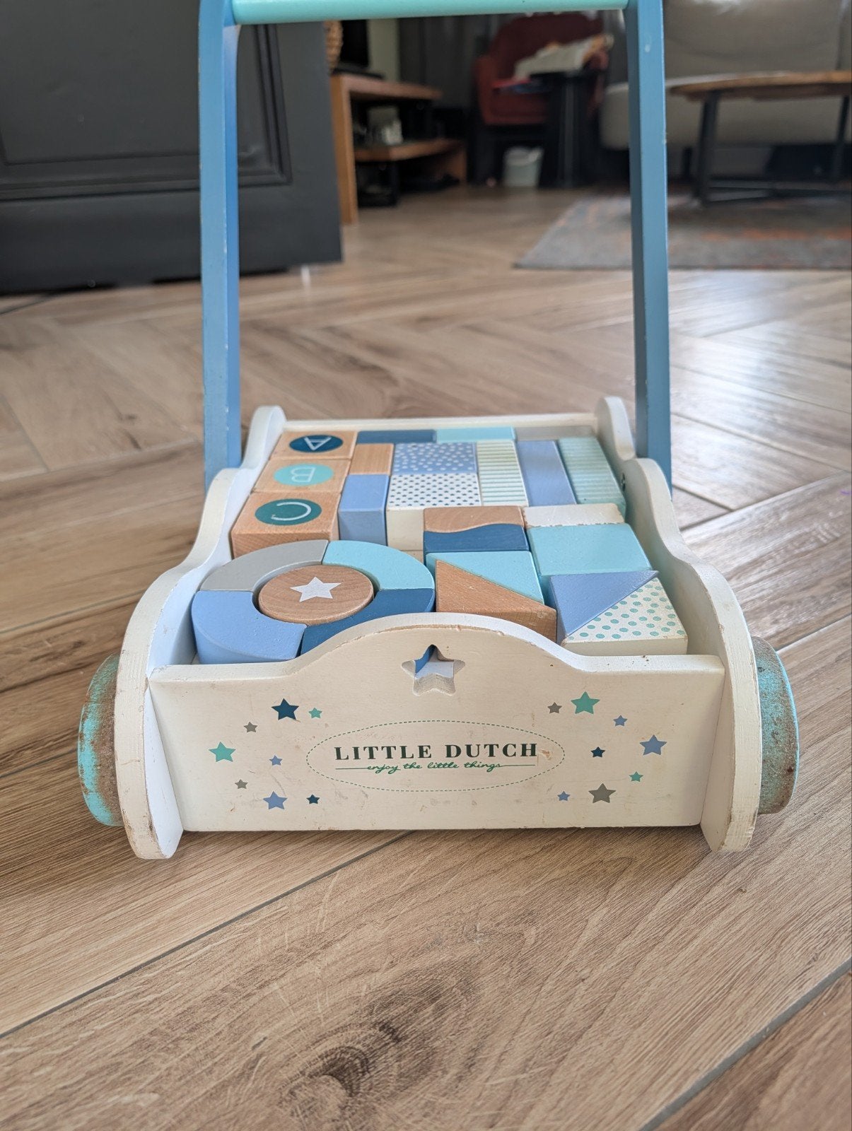 Little Dutch houten blokkenwagen / loopwagen met blokken, Ophalen, Gebruikt, Overige typen