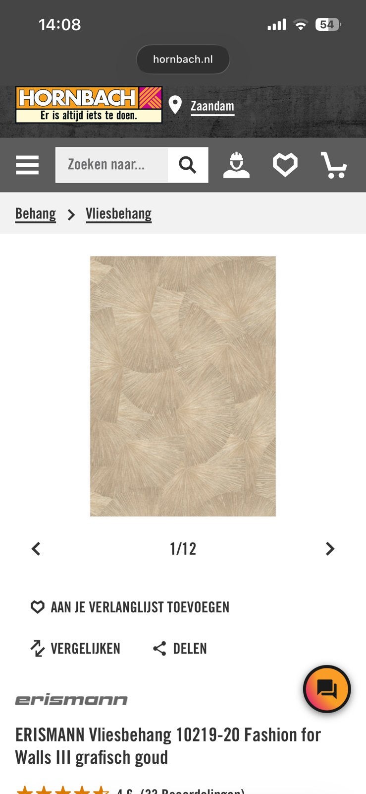 ERISMANN vliesbehang goud, Ophalen, Overige materialen, Wandtegels, Minder dan 5 m²