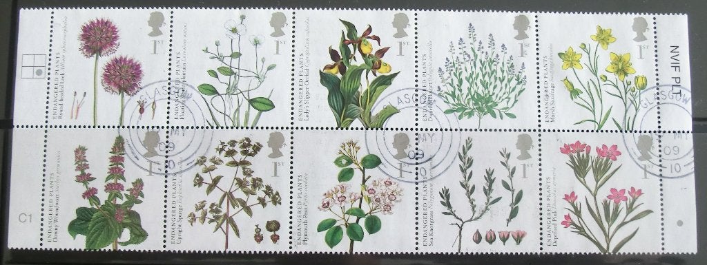 Plants, cpl set in blok van 10, Ophalen of Verzenden, Gestempeld
