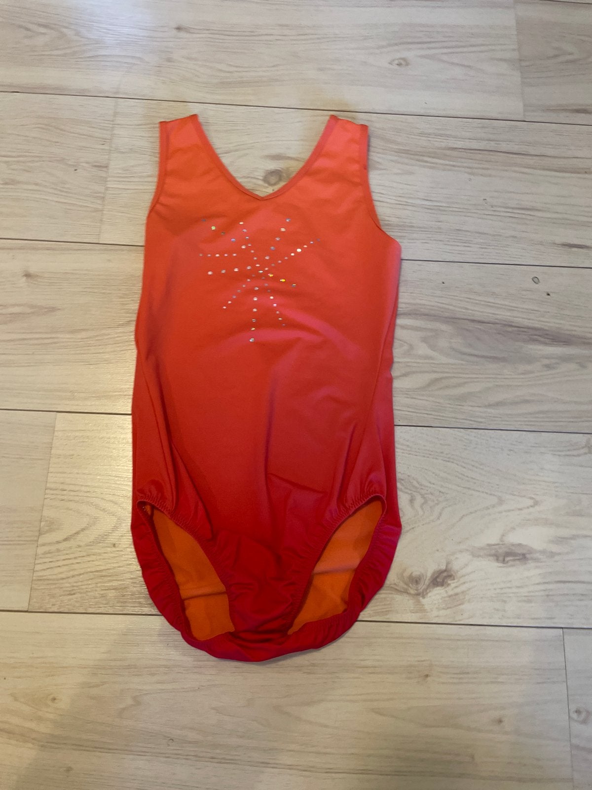 Turnpakje met korte broek - Oranje/Roze met glitters, Ophalen of Verzenden, Zo goed als nieuw, Meisje