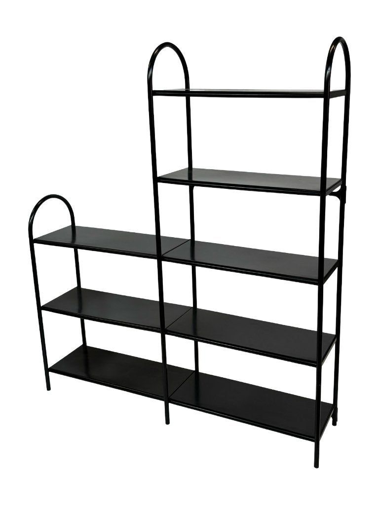 Vintage kast roomdivider staal jaren 80 zwart functioneel, Met plank(en), Gebruikt, VIntage wandkast, Ophalen of Verzenden