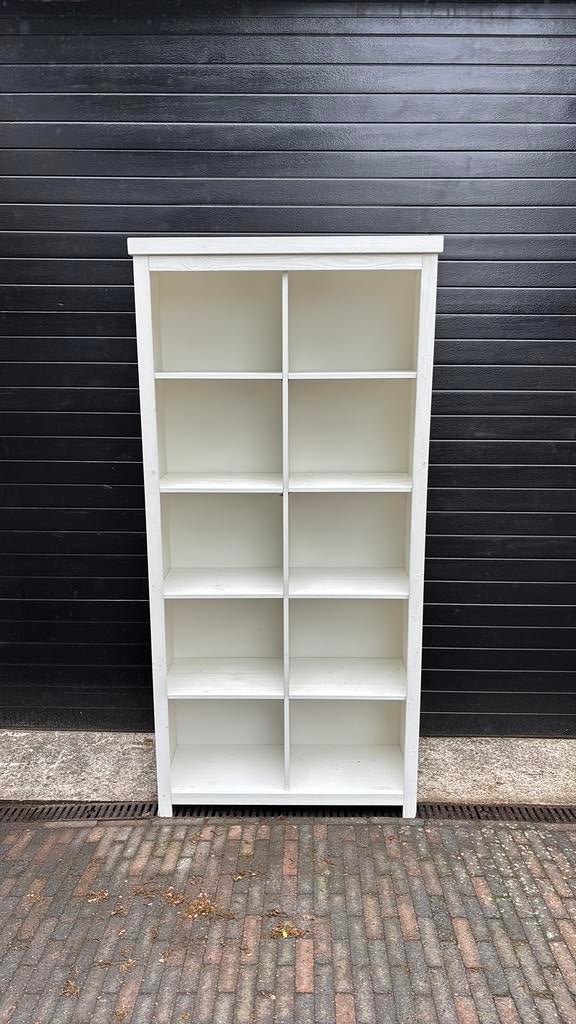 Houten witte vakken kast, Ophalen, Gebruikt, 200 cm of meer, 50 tot 100 cm