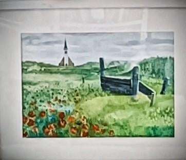 Schilderij Texel, Den Hoorn kerkje door Walter Hagenaars, Ophalen of Verzenden