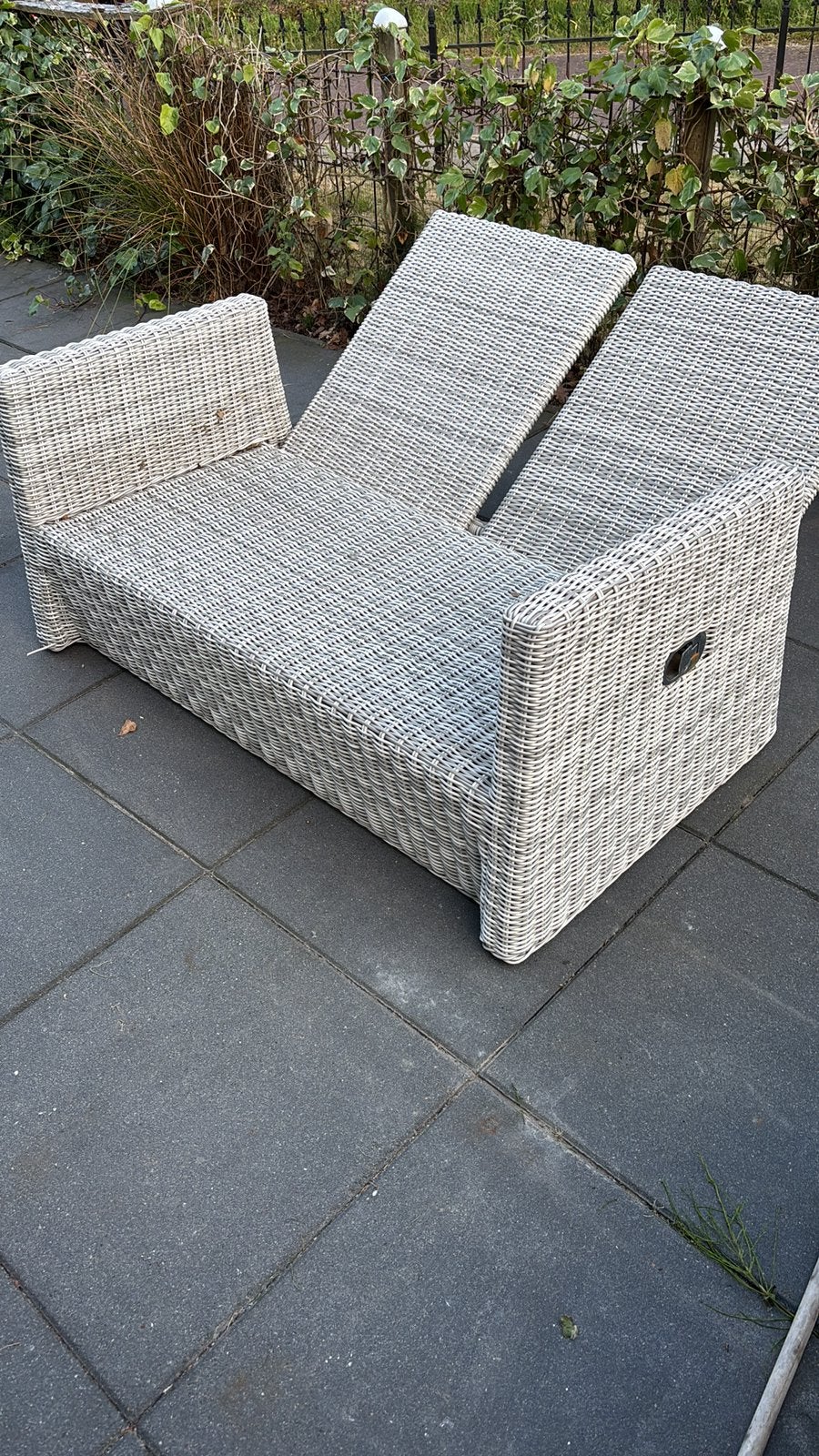 verstelbare kunststof-vlechtwerk loungebank, Tuin en Terras, Ophalen, Zo goed als nieuw, Kunststof