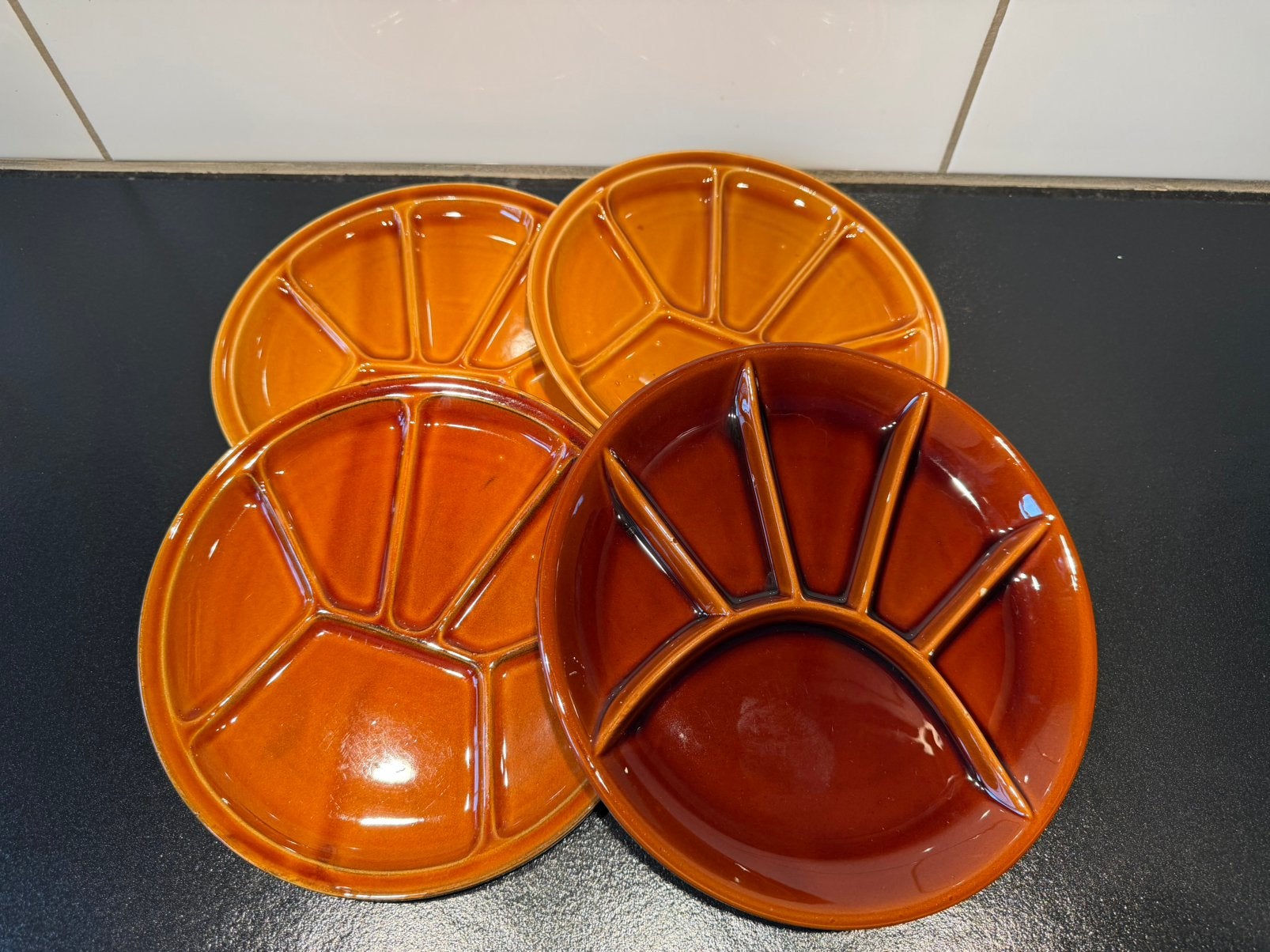 Vintage fondue borden, Ophalen of Verzenden