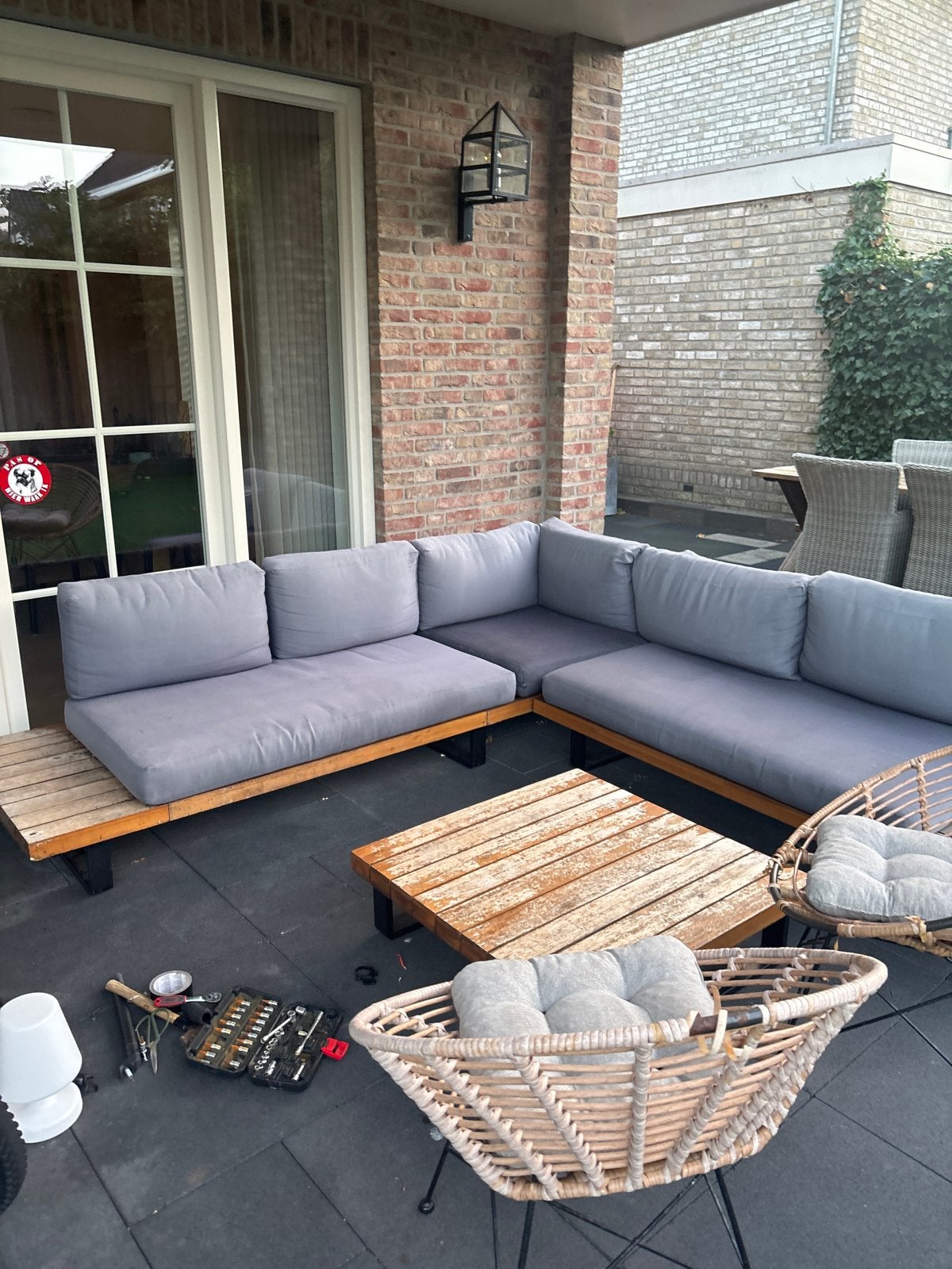 Mooie thuinset met loungeset en salontafel, Tuin en Terras, Ophalen, 5 zitplaatsen, Gebruikt, Loungeset