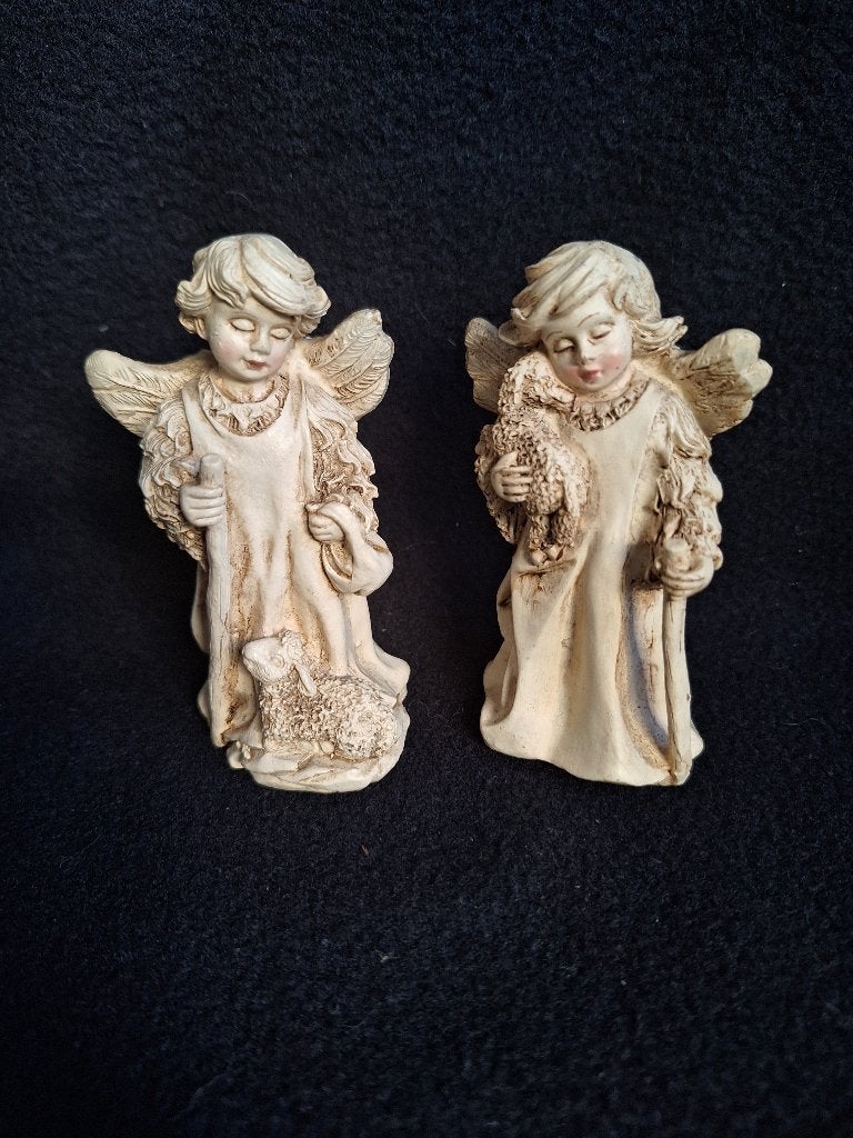 Set van 2 Engelfiguurtjes met Schapen, Ophalen