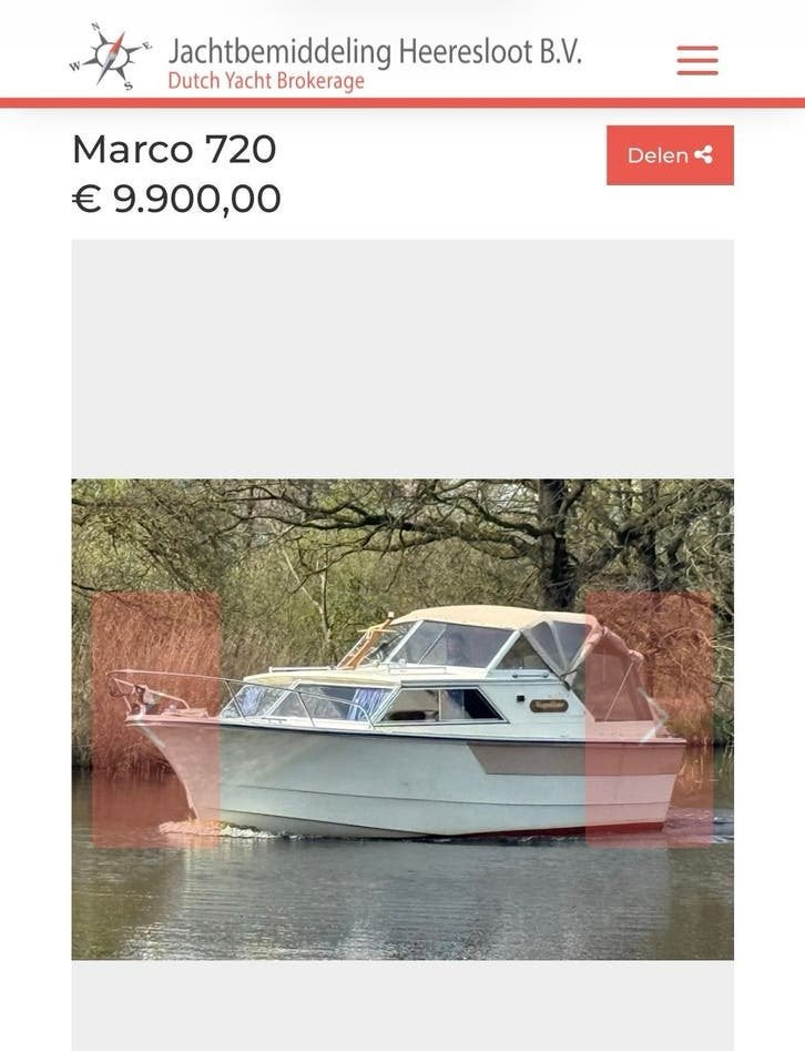 Marco 720 Polyester Motorkruiser, Watersport en Boten, Overige merken, Gebruikt, Binnenboordmotor, Kruiser