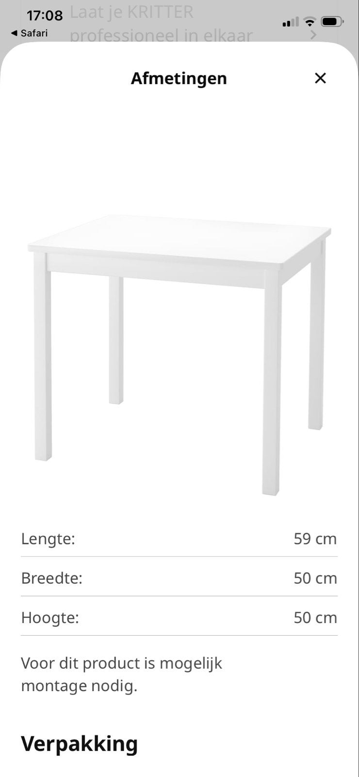 IKEA KRITTER kindertafel wit 59x50 cm, Ophalen, Gebruikt, Tafel(s)