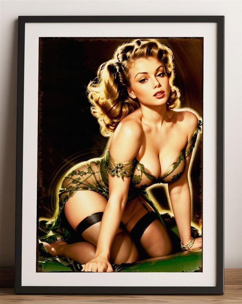 Grote Retro Sexy Leger Pin up Poster 50x70cm, Verzenden, Landmacht, Nederland, Foto of Poster