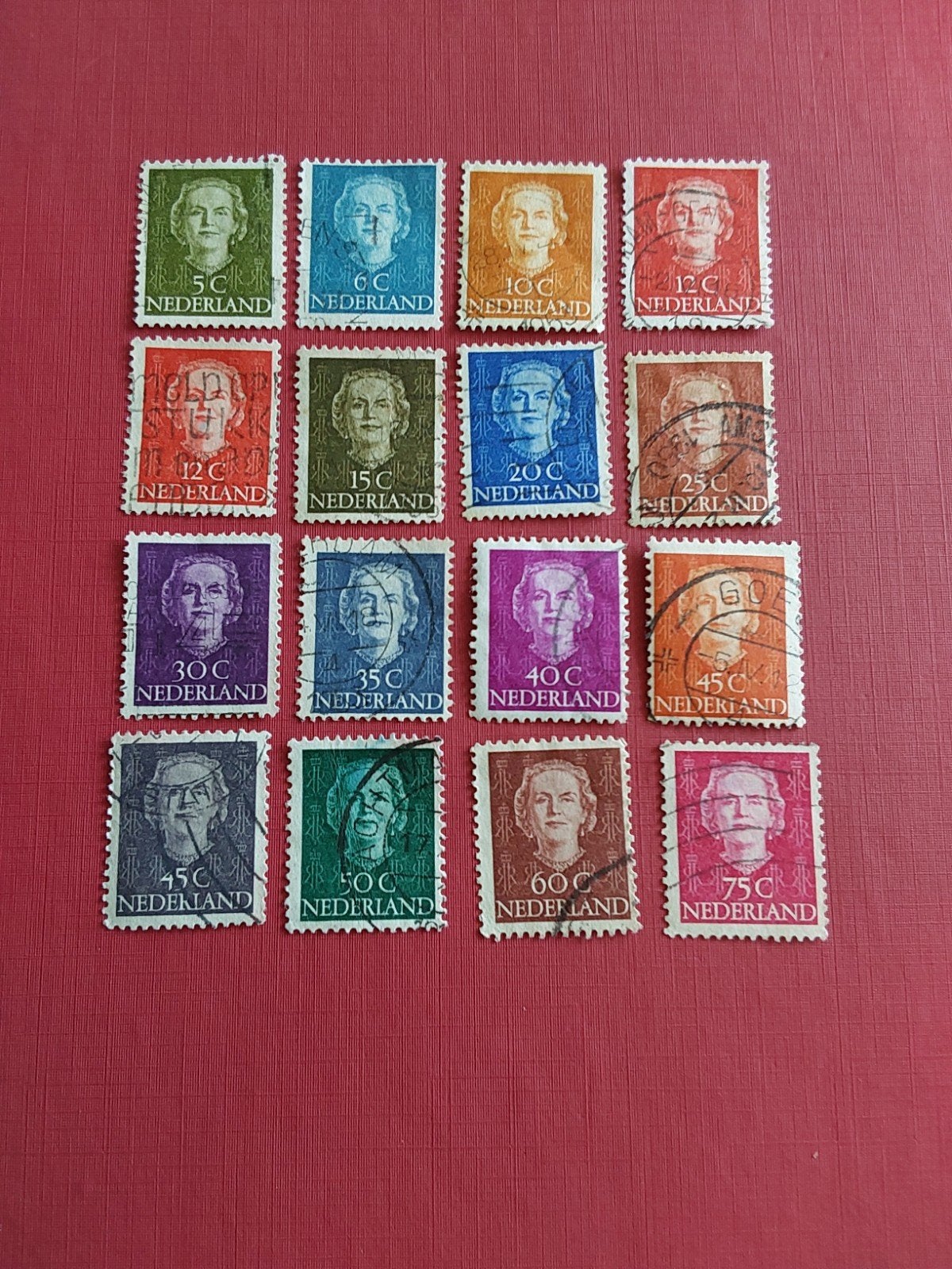 nvph 518-533 Koningin Juliana en face 1949-1951 ( gest), Ophalen of Verzenden